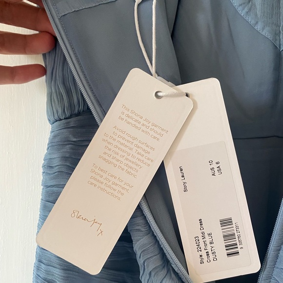 SHONA JOY — LAUREN CROSS FRONT MIDI DRESS - DUSTY BLUE - Picture 9 of 10